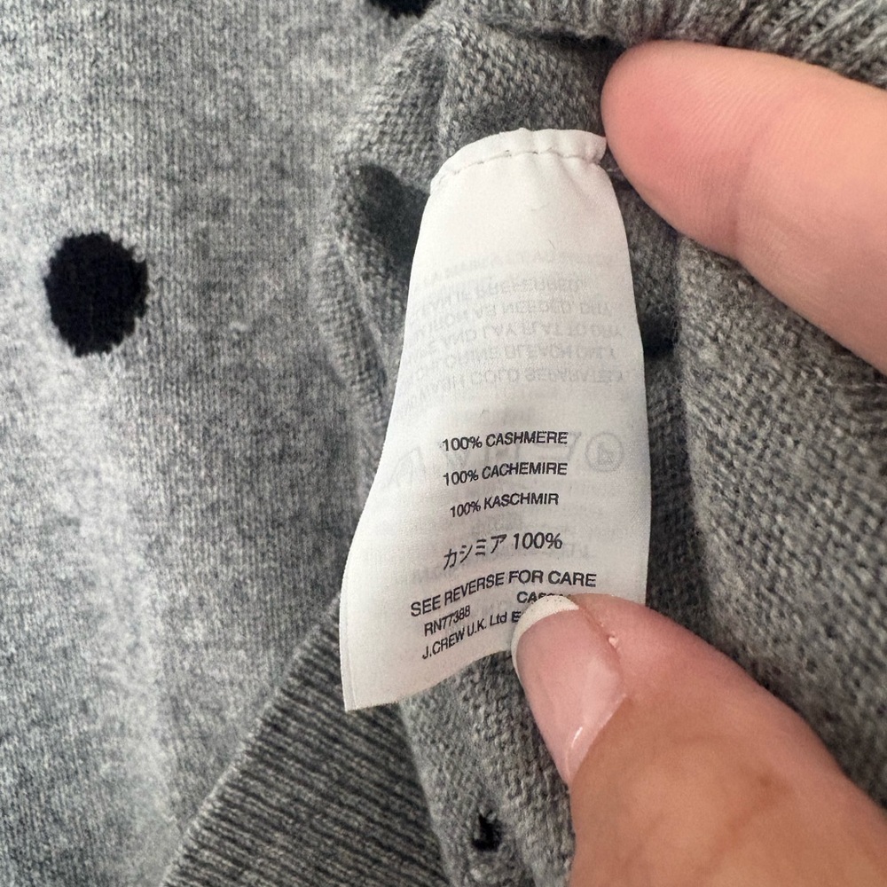 J. Crew Cashmere Gray Polka Dot Sweater Small - Picture 4 of 4